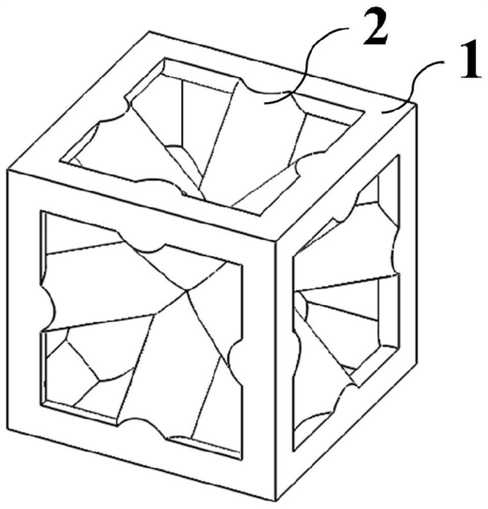 Porous gradient scaffold with mixed structure units, and preparation method