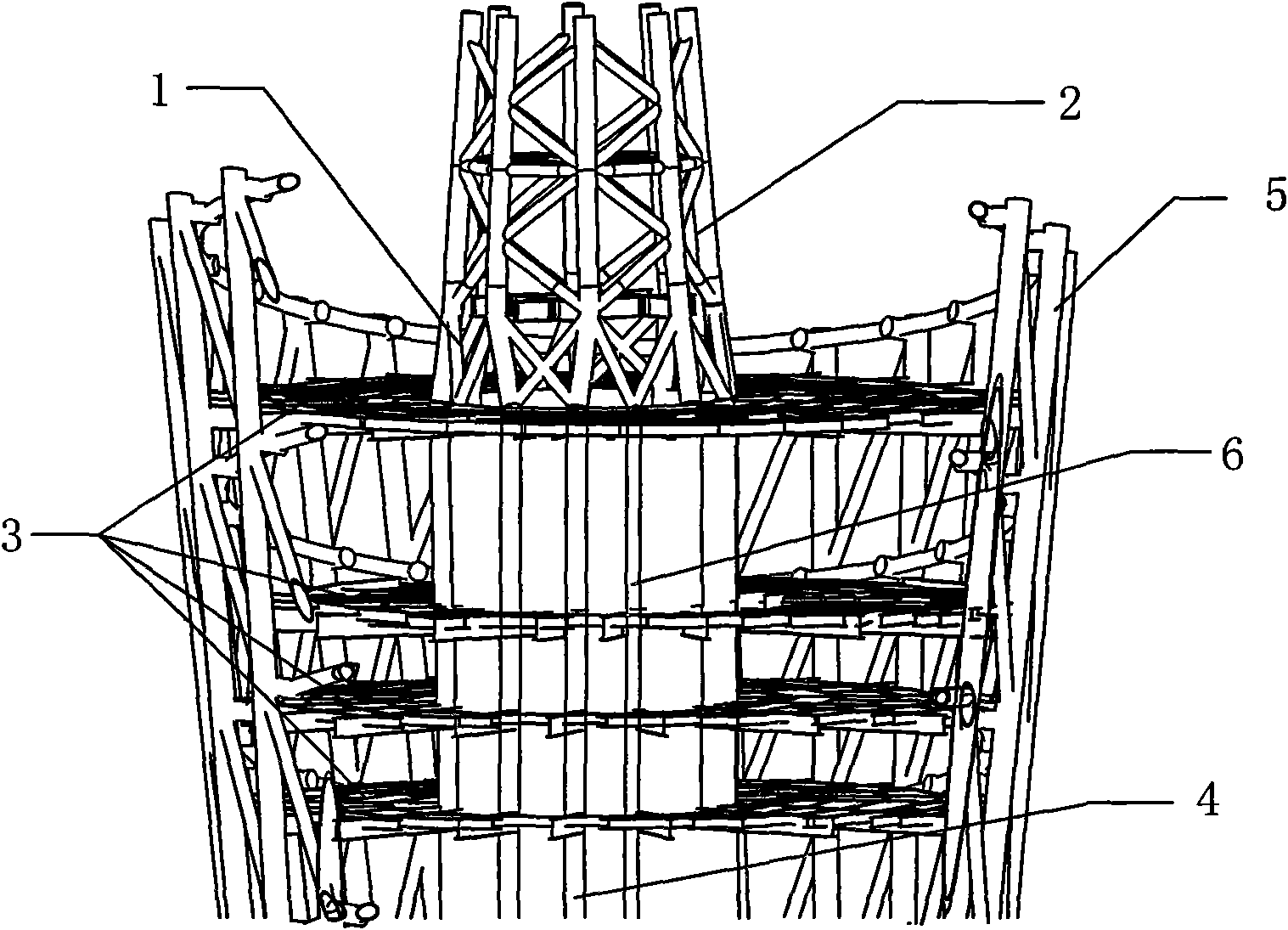 Building integration method and building structure system of TV tower tuned mass damper (TMD) vibration control damping layer