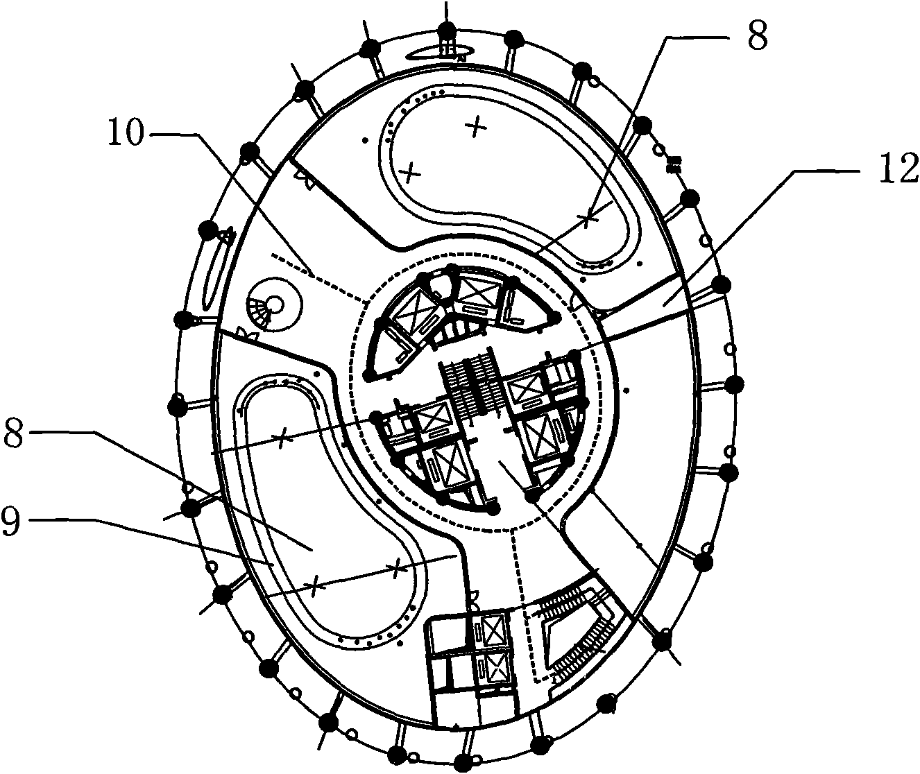 Building integration method and building structure system of TV tower tuned mass damper (TMD) vibration control damping layer