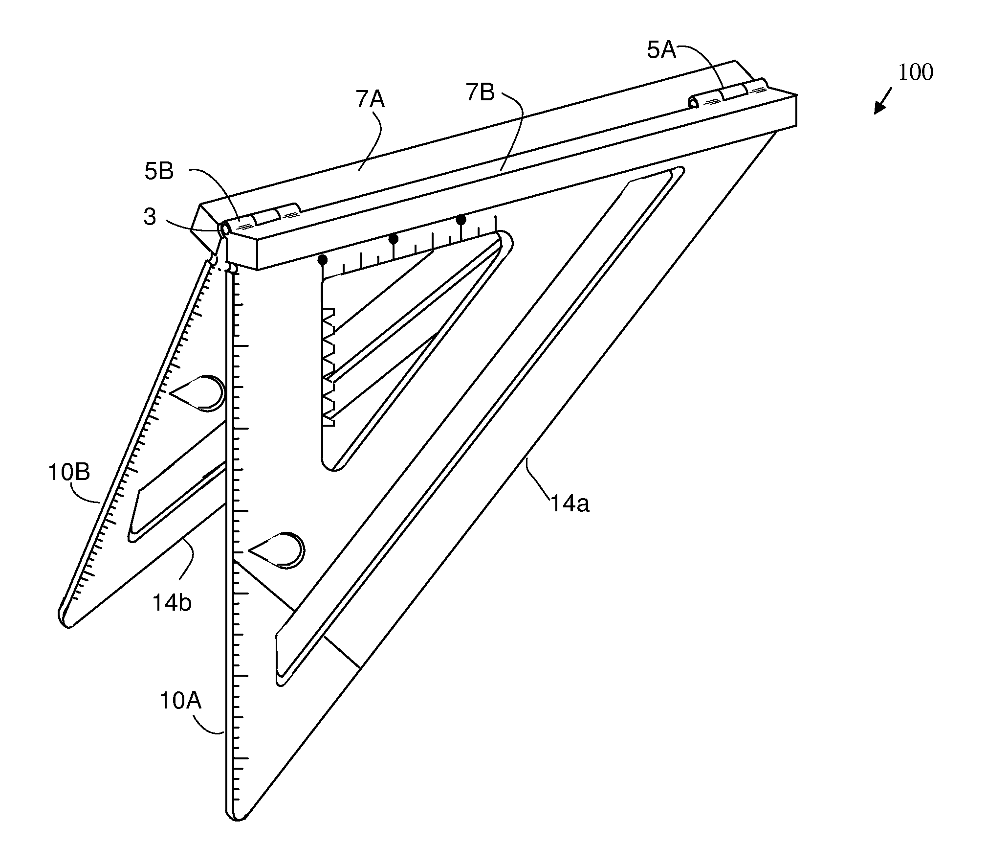 Hinged measuring and marking device