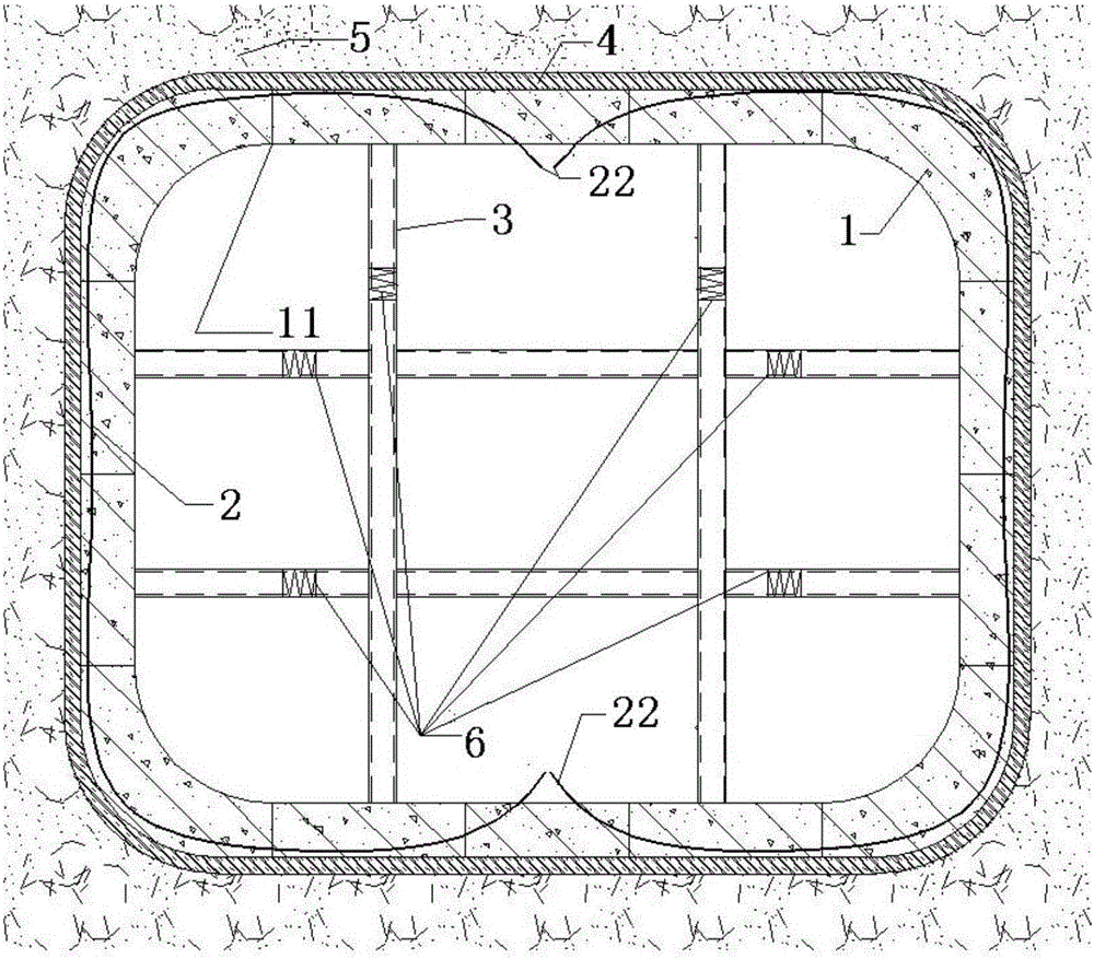 Pre-stress combined well/tunnel module structure construction method and module structure