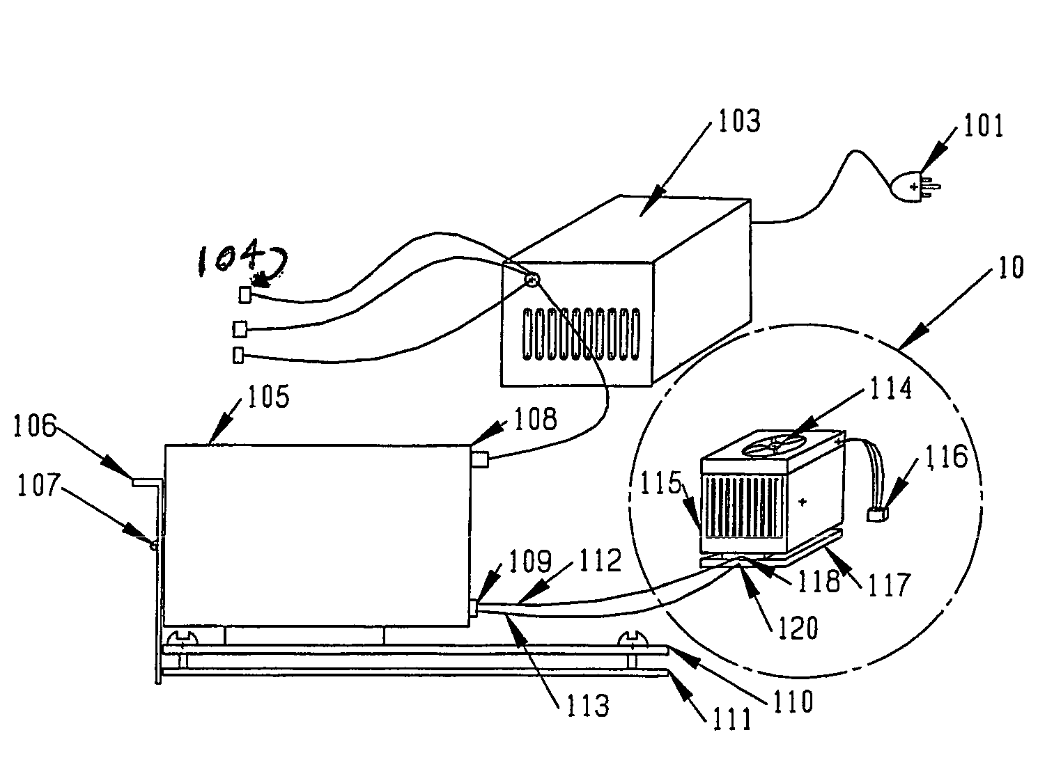 Active cooling system for CPU