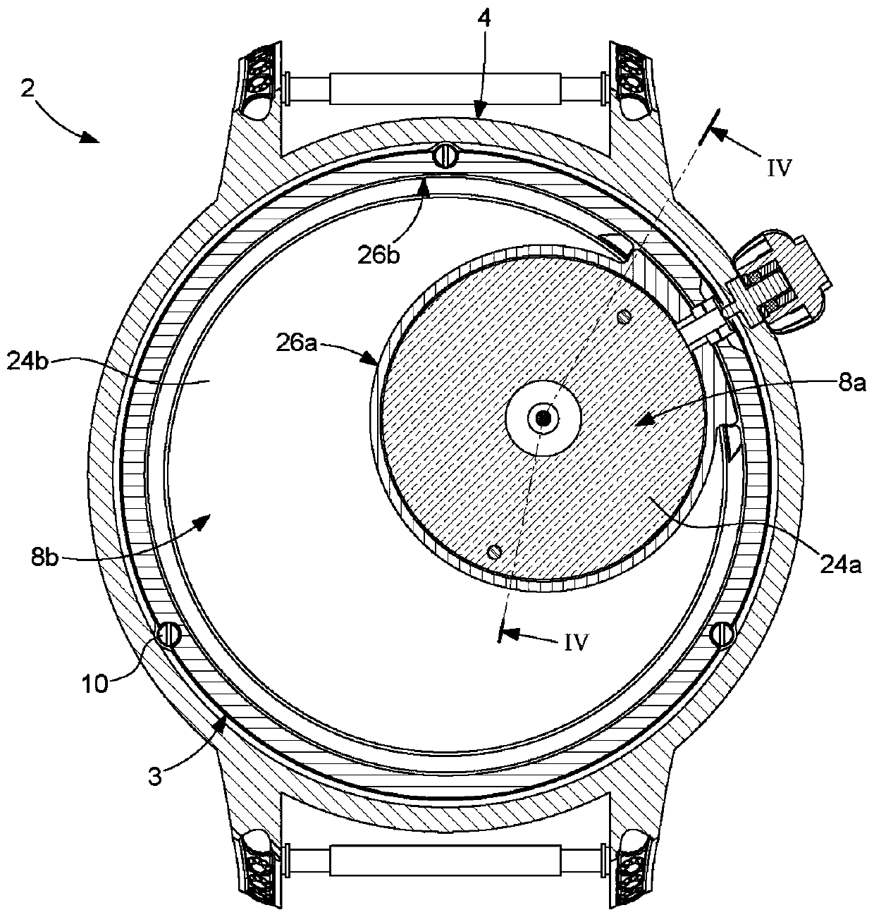 Watch comprising a watch case having two dials