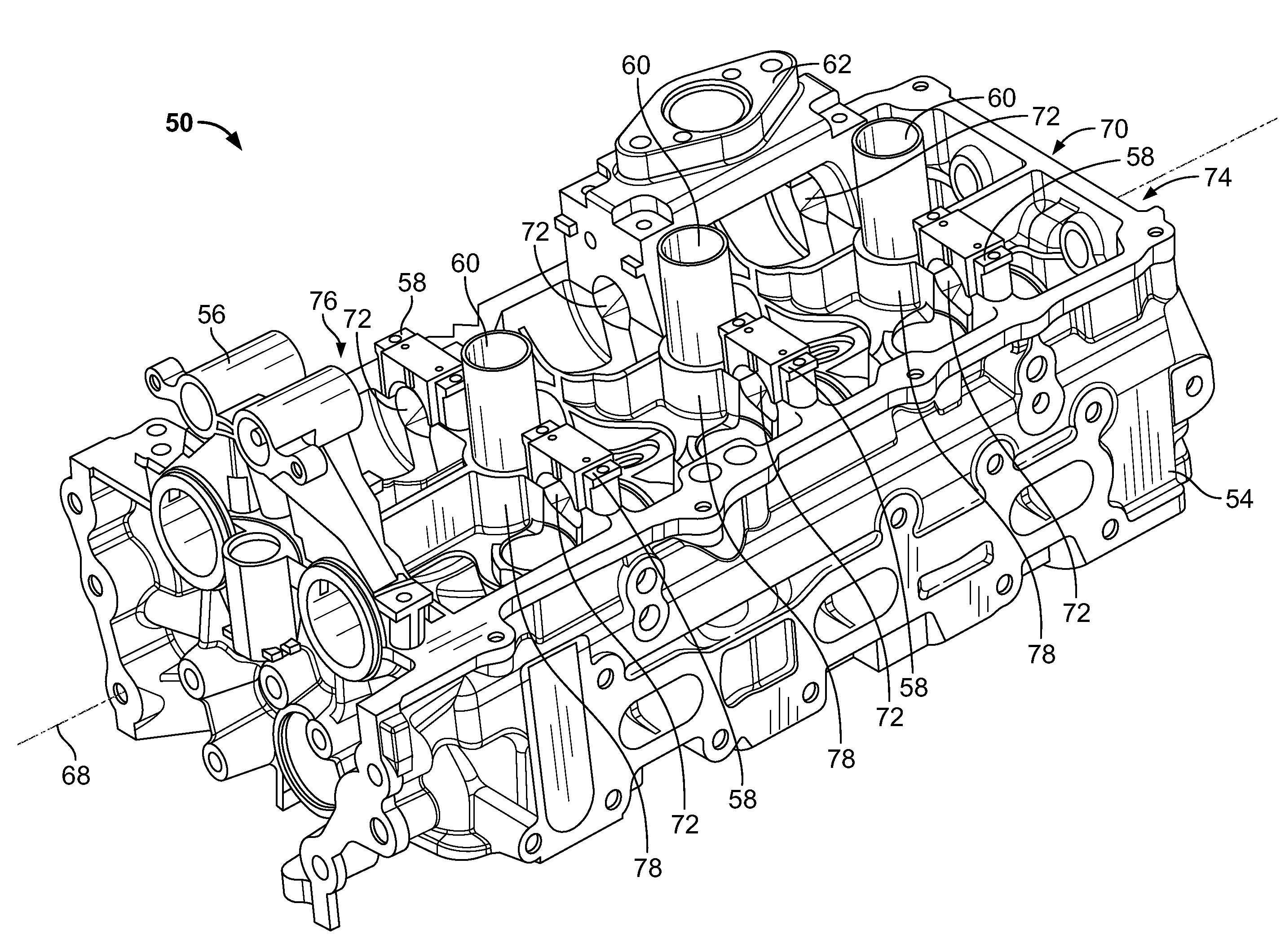Upper cylinder head housing for use with an engine and method of making the same