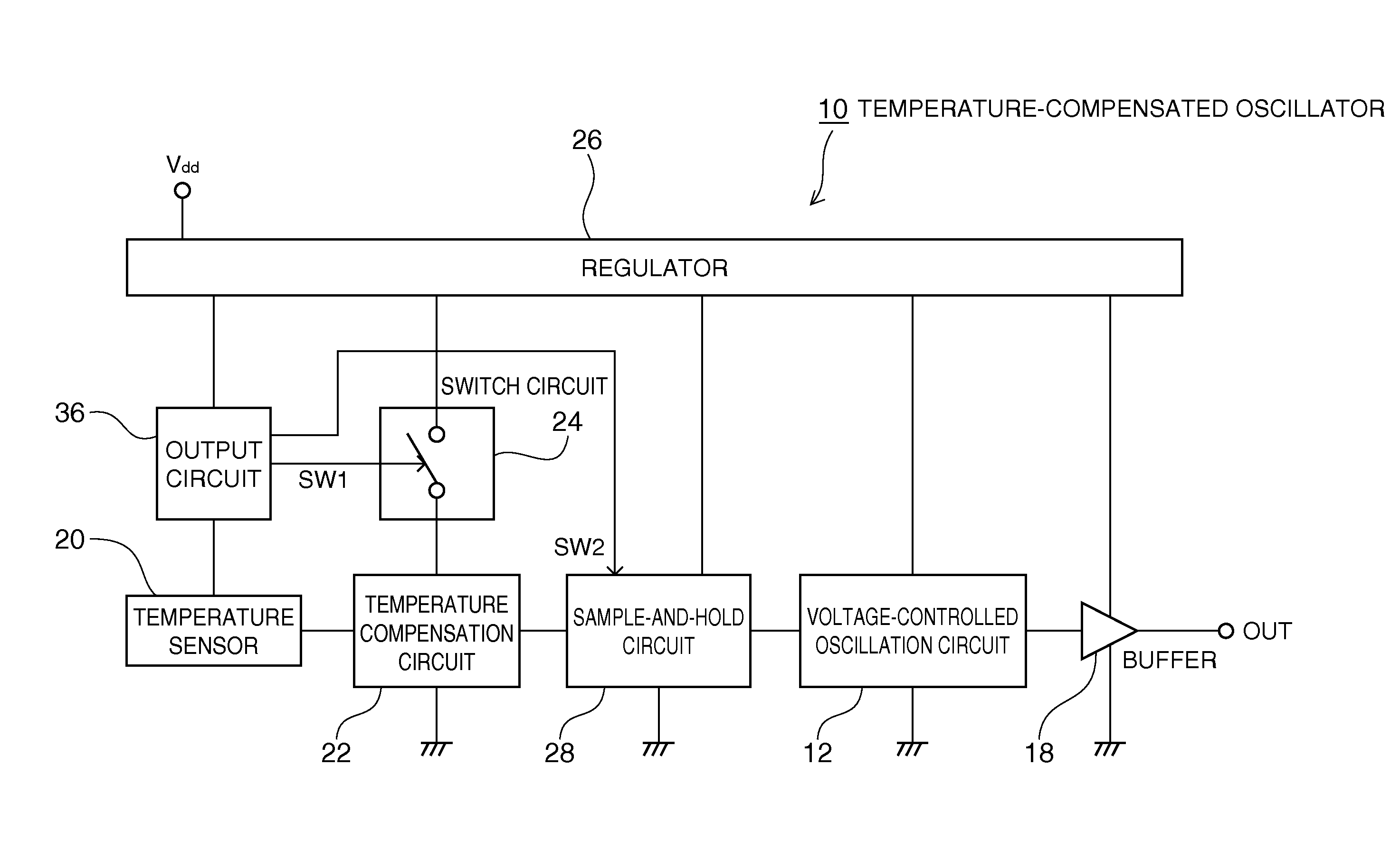 Temperature-compensated oscillator and electronic device