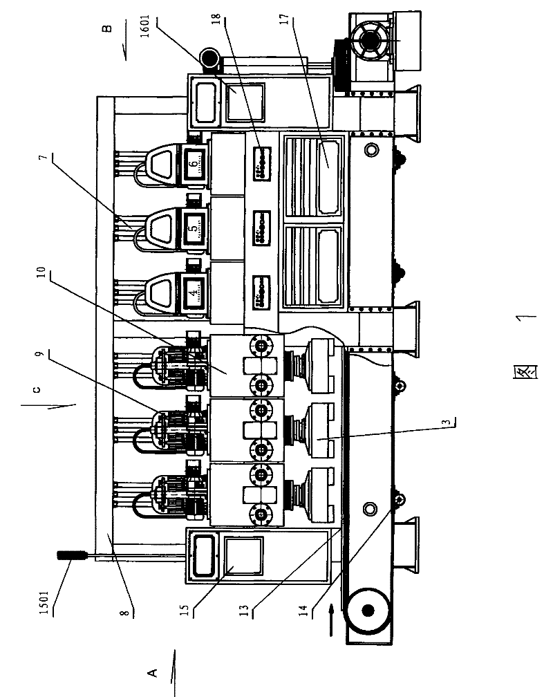 Full-automatic multi-grinding head polishing machine moving independently