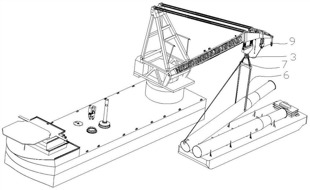 Method for pile turning of large-diameter single pile through full-rotation crane ship