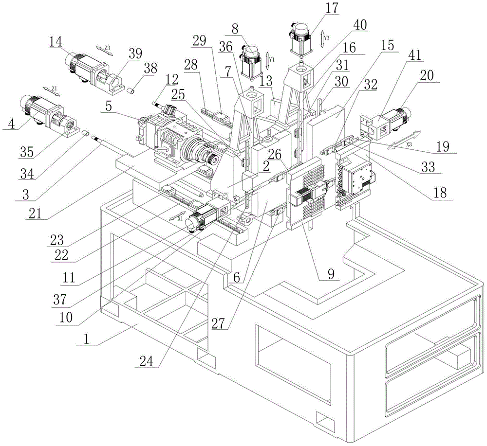 Six-axis Swiss type milling machine tool