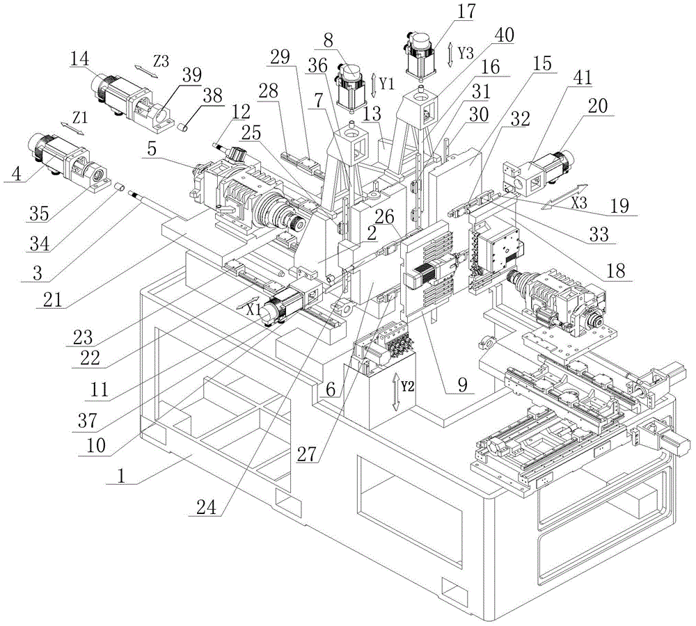 Six-axis Swiss type milling machine tool