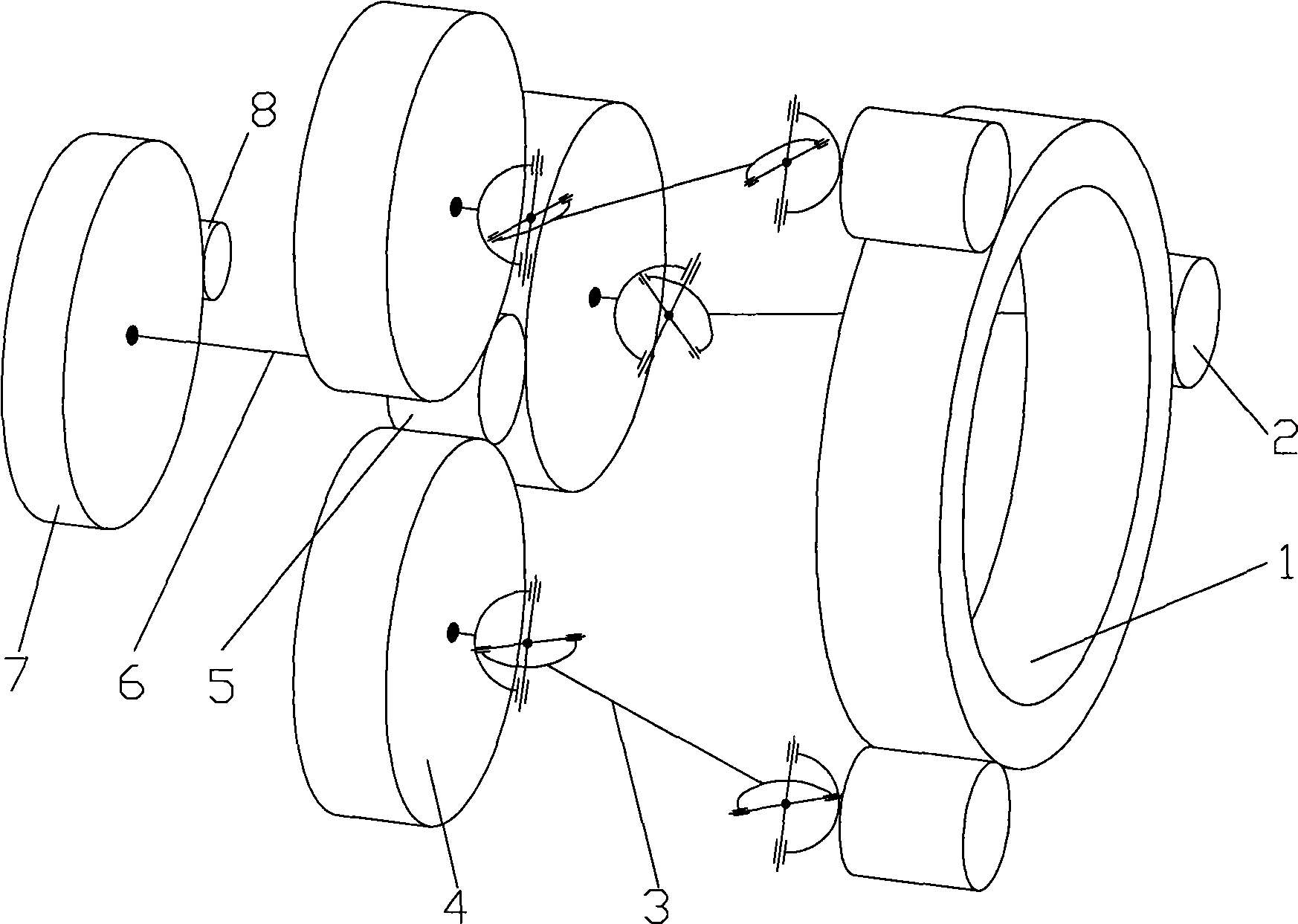 Increase gear for gear type power transmission and wind motor