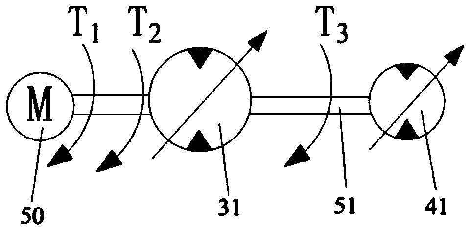 Hydraulic power device with asymmetrical cylinder