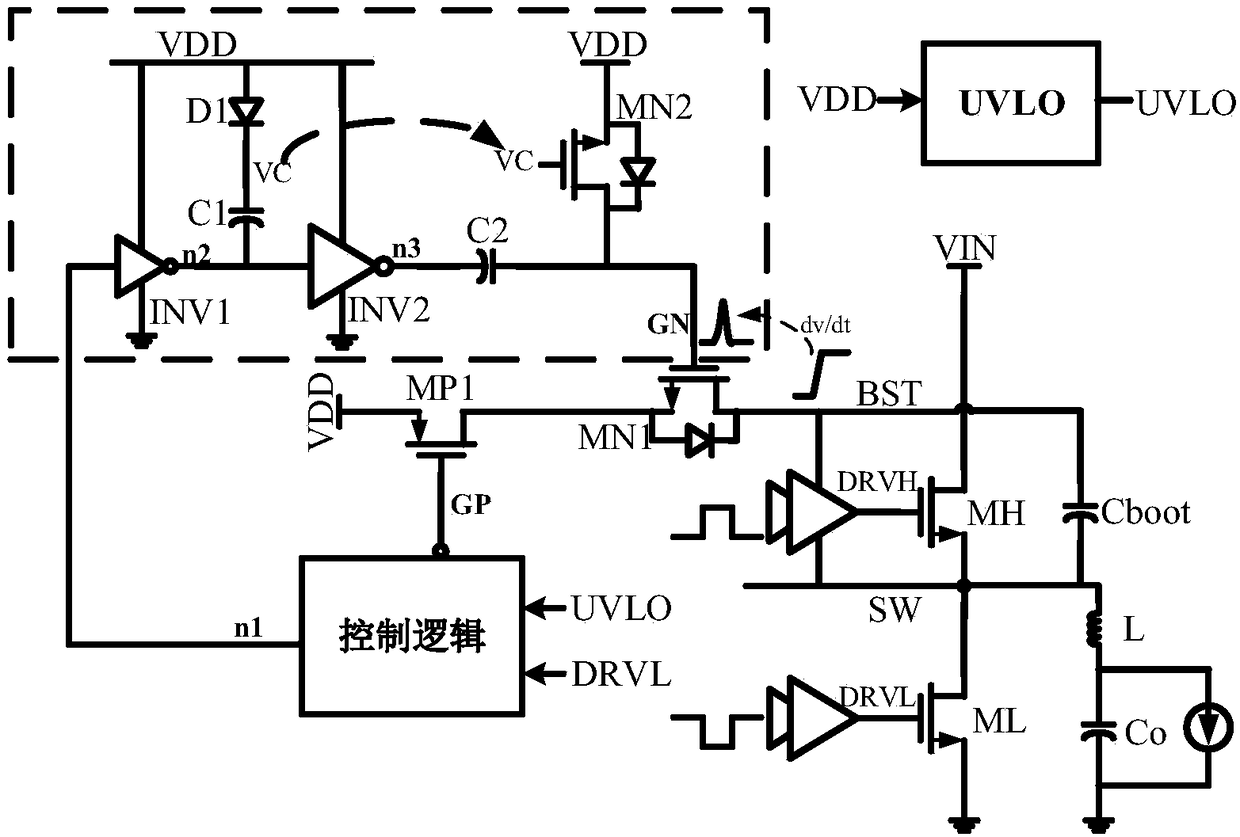 A switch bootstrap charging circuit suitable for high-speed gate driving of GaN power device