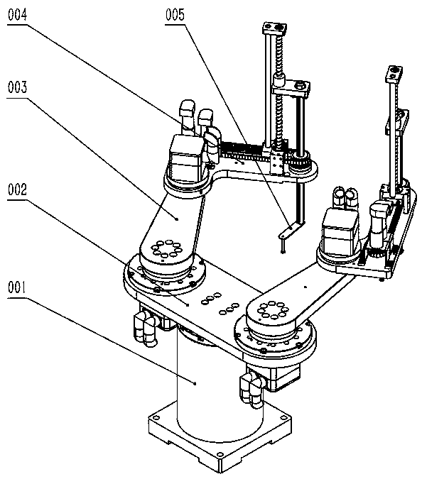 Double-arm SCARA (selective compliance assembly robot arm) industrial robot