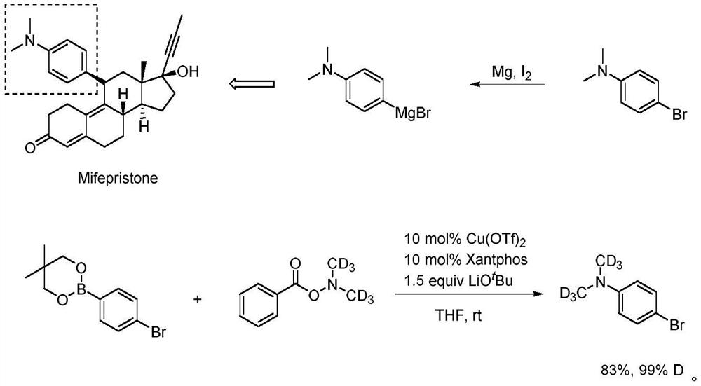 A kind of deuterated dimethylhydroxylamine benzoate compound and its preparation method and application