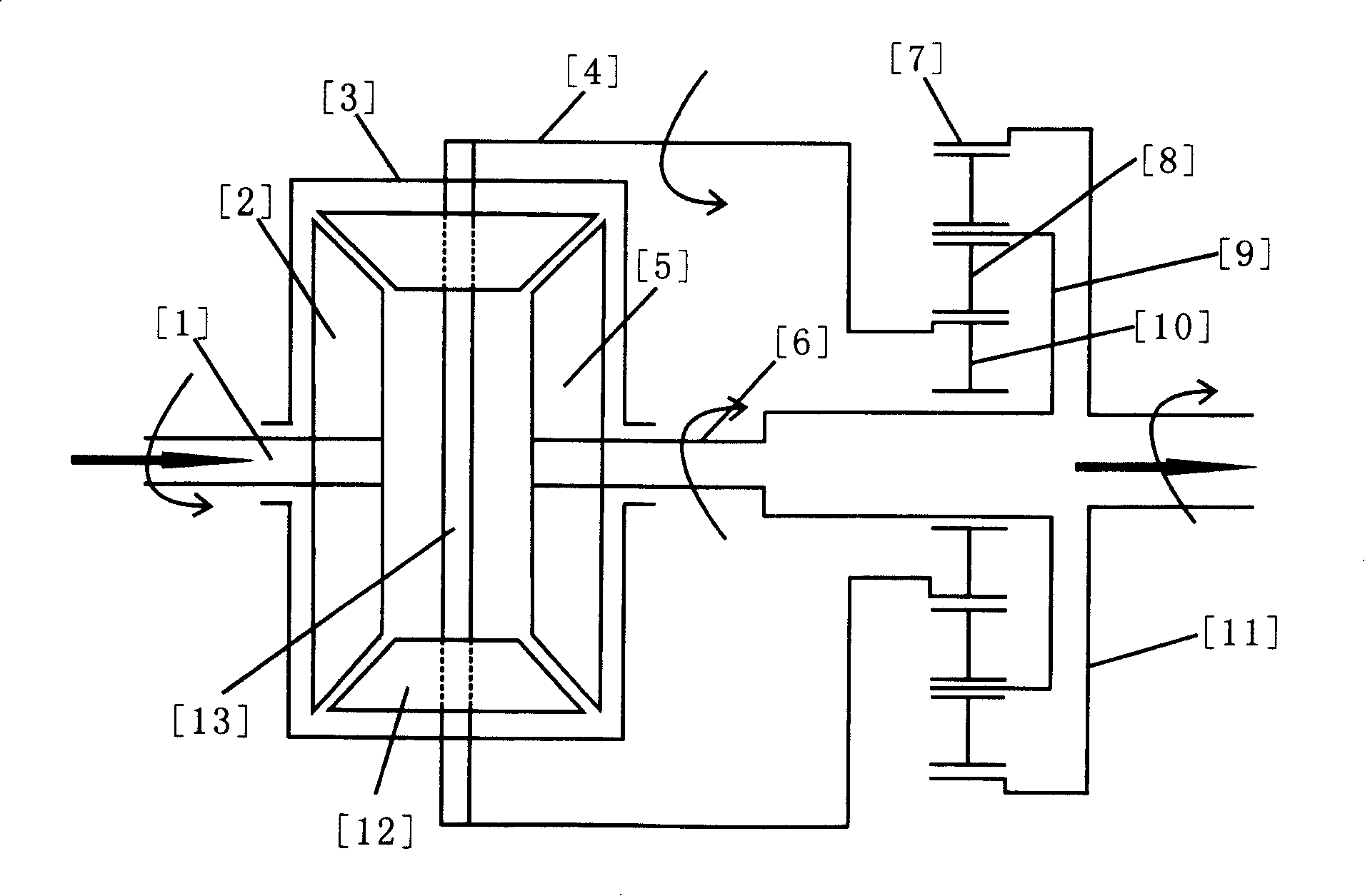 Planetary gear multipath transmission stepless speed changer