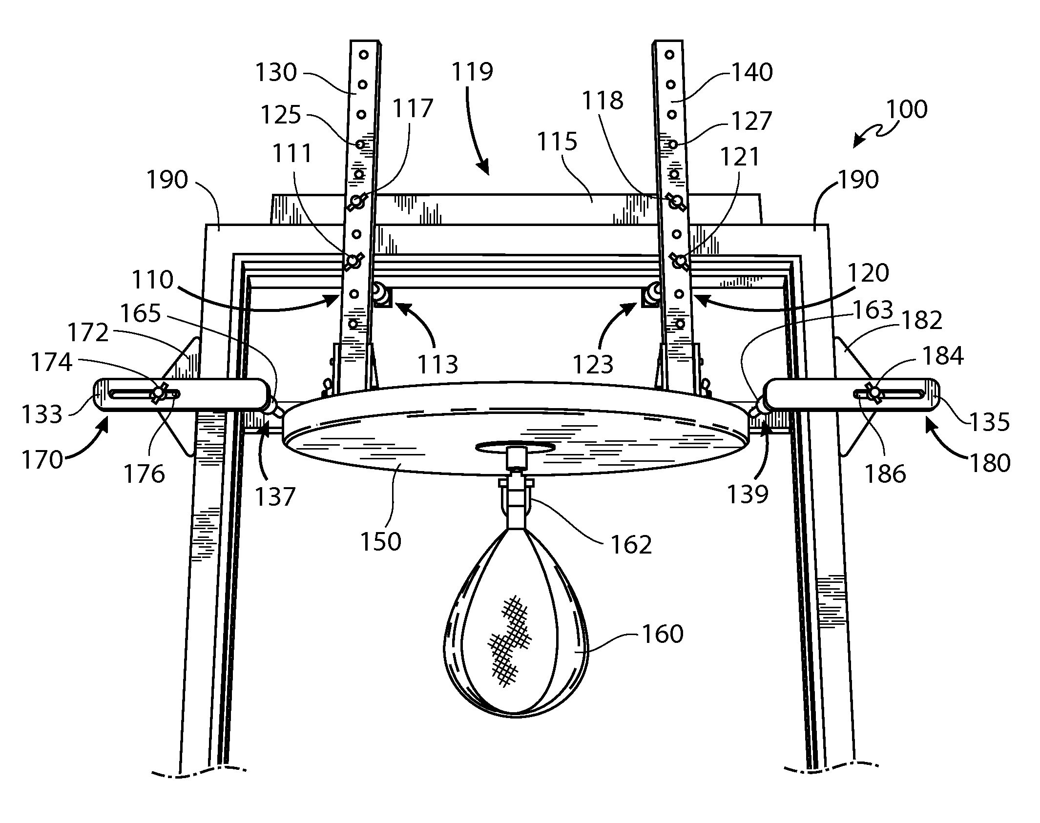 Universal punching bag support apparatus