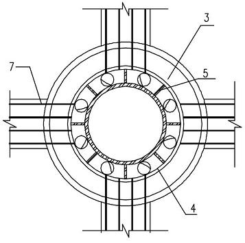 Connecting joint of steel pipe concrete column and profile steel concrete beam