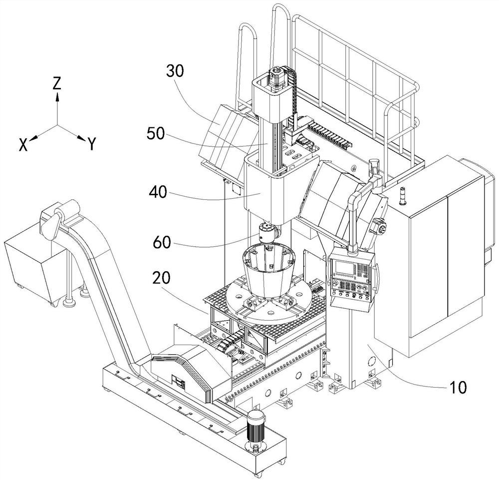 Gantry type five-axis linkage vertical lathe