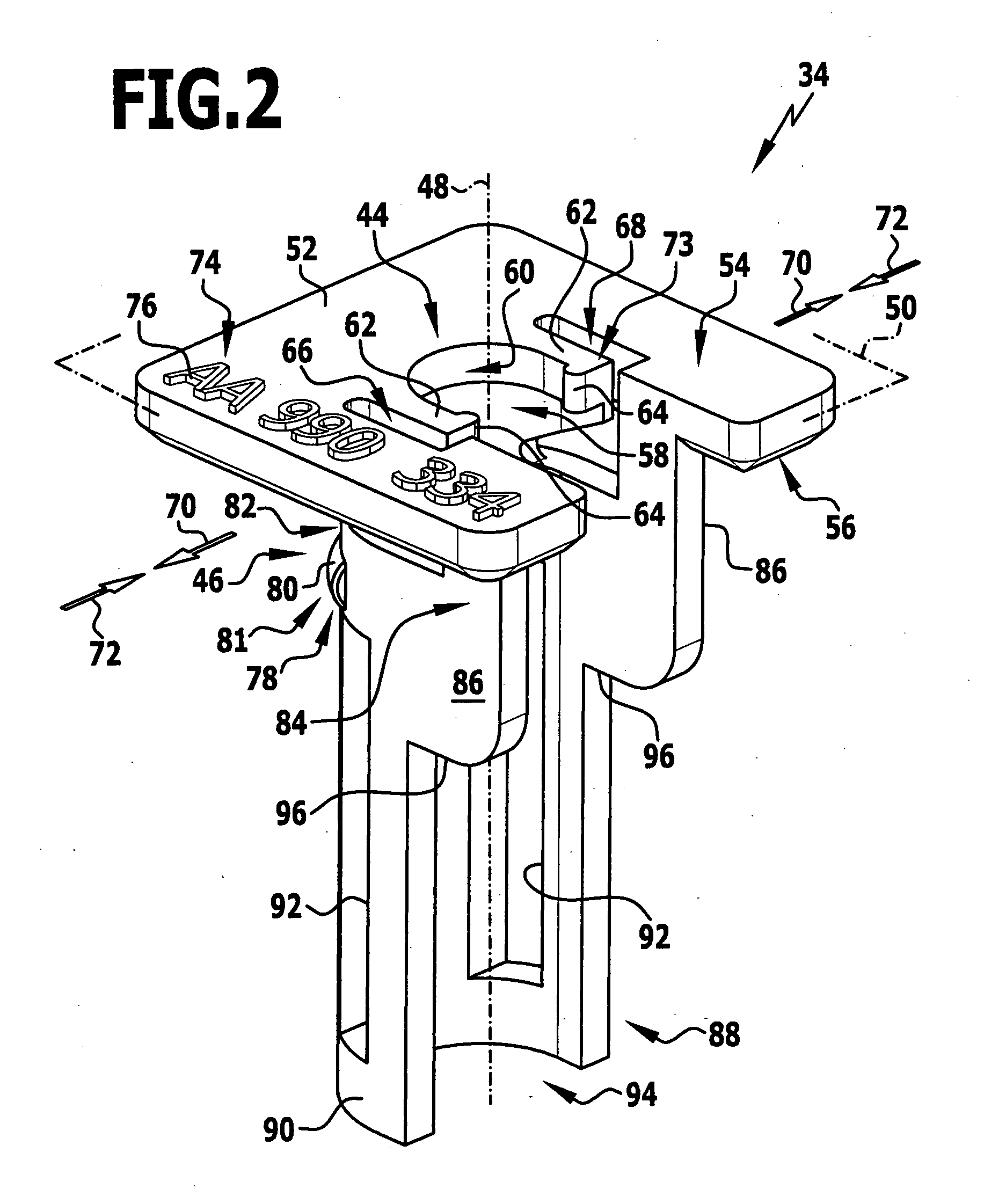 Holding device for an implant