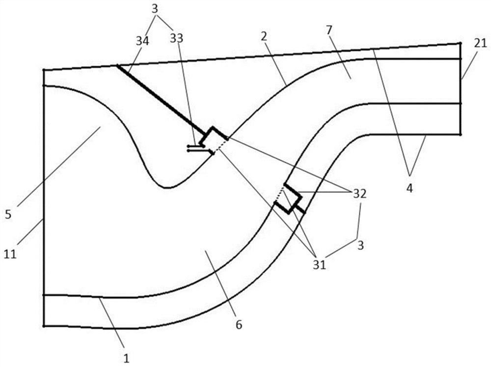 S-shaped invisible spray pipe with cooling structure