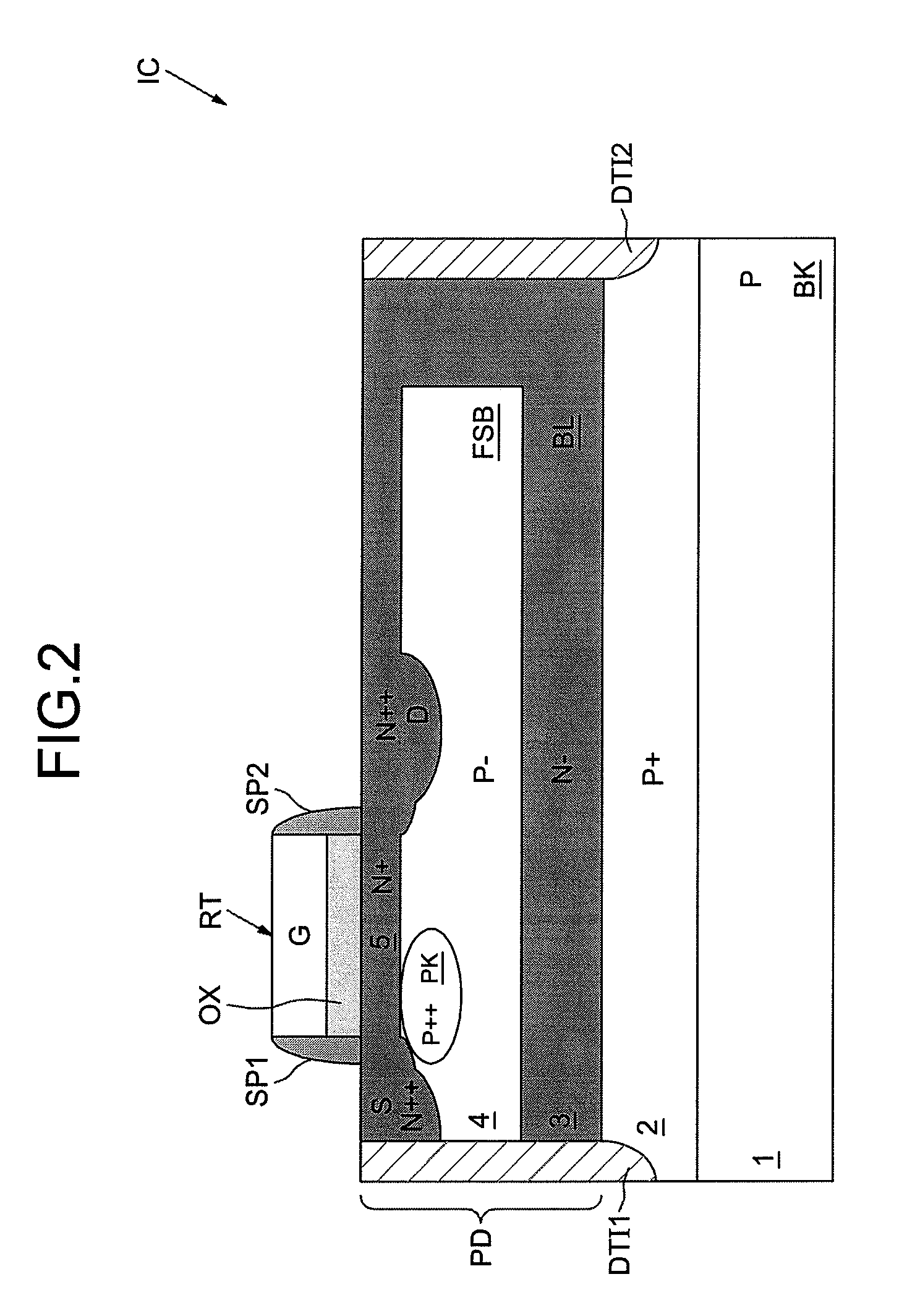 Integrated photodiode of the floating substrate type