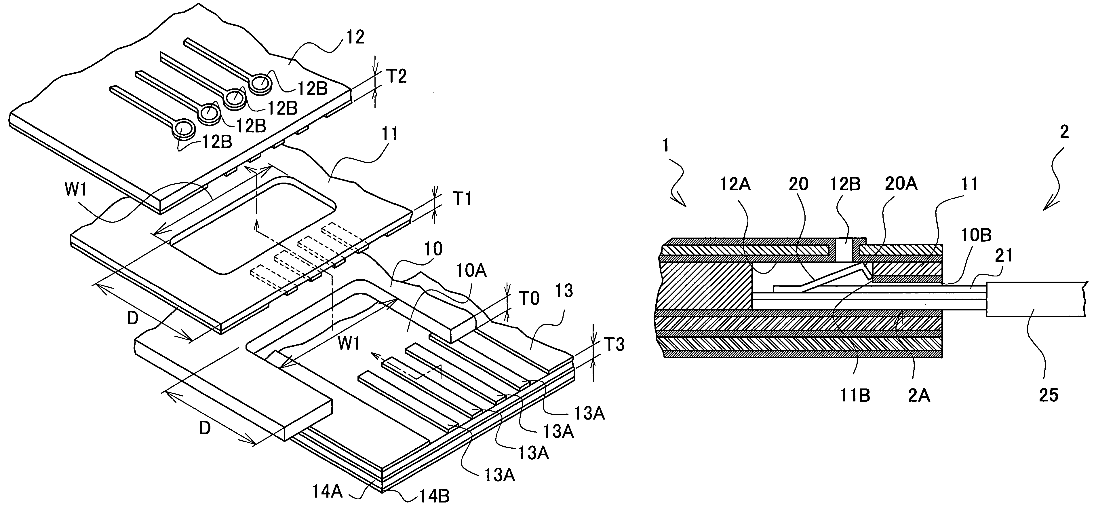 Connection structure of printed wiring board