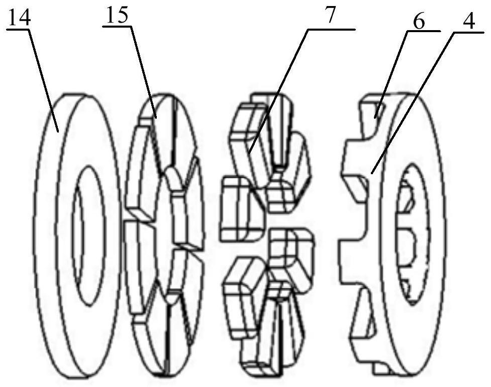 Composite magnetism gathering type permanent magnet-superconducting coupling transmission device for cryopump