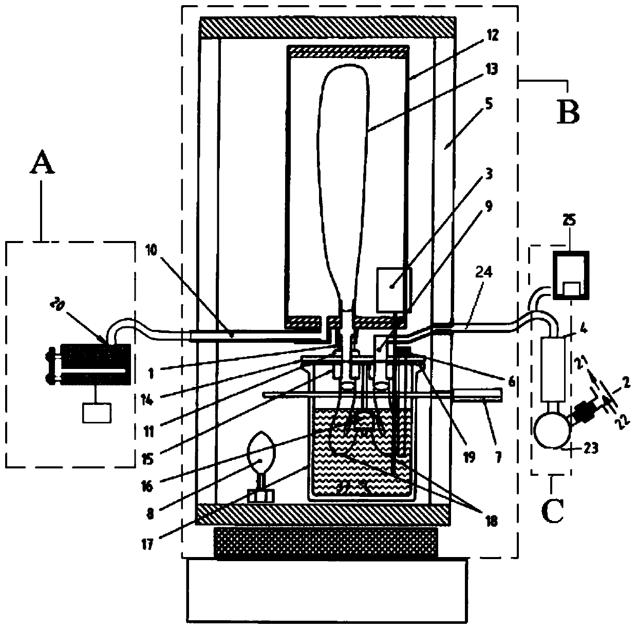 In-vitro cytotoxicity testing device for anesthesia breathing pipeline and working method of in-vitro cytotoxicity testing device