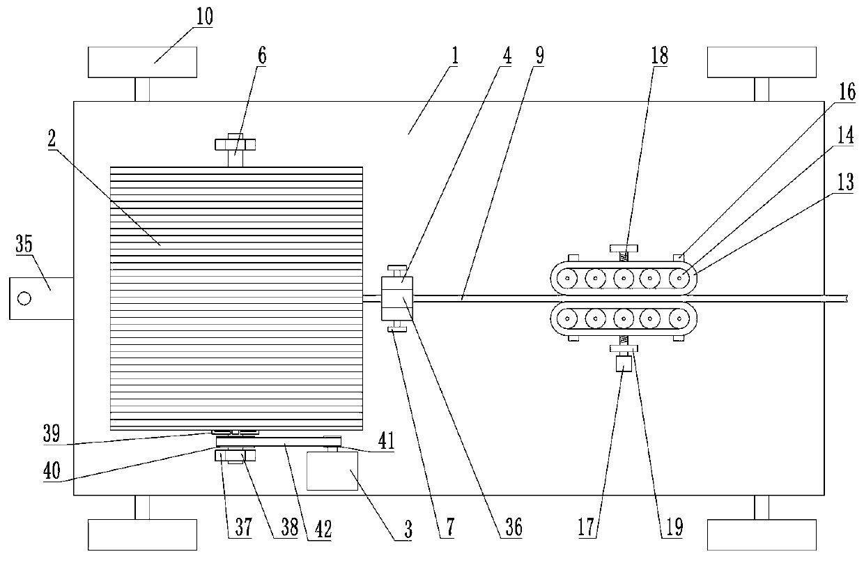 Cable take-up and pay-off and lifting integrated combined vehicle