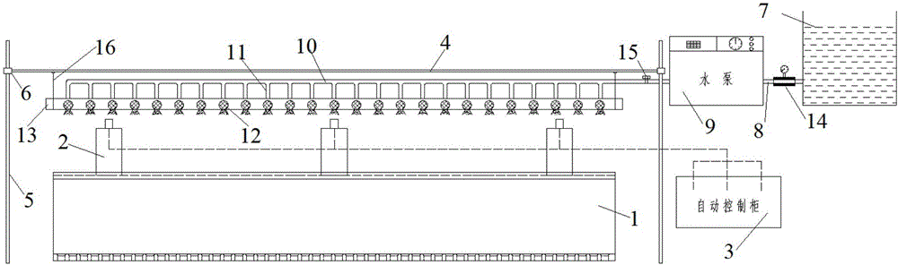 Test device and test method capable of simultaneously simulating rainfall and top loading