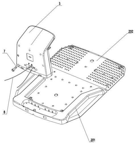 Packaging structure of mowing equipment with foldable charging station