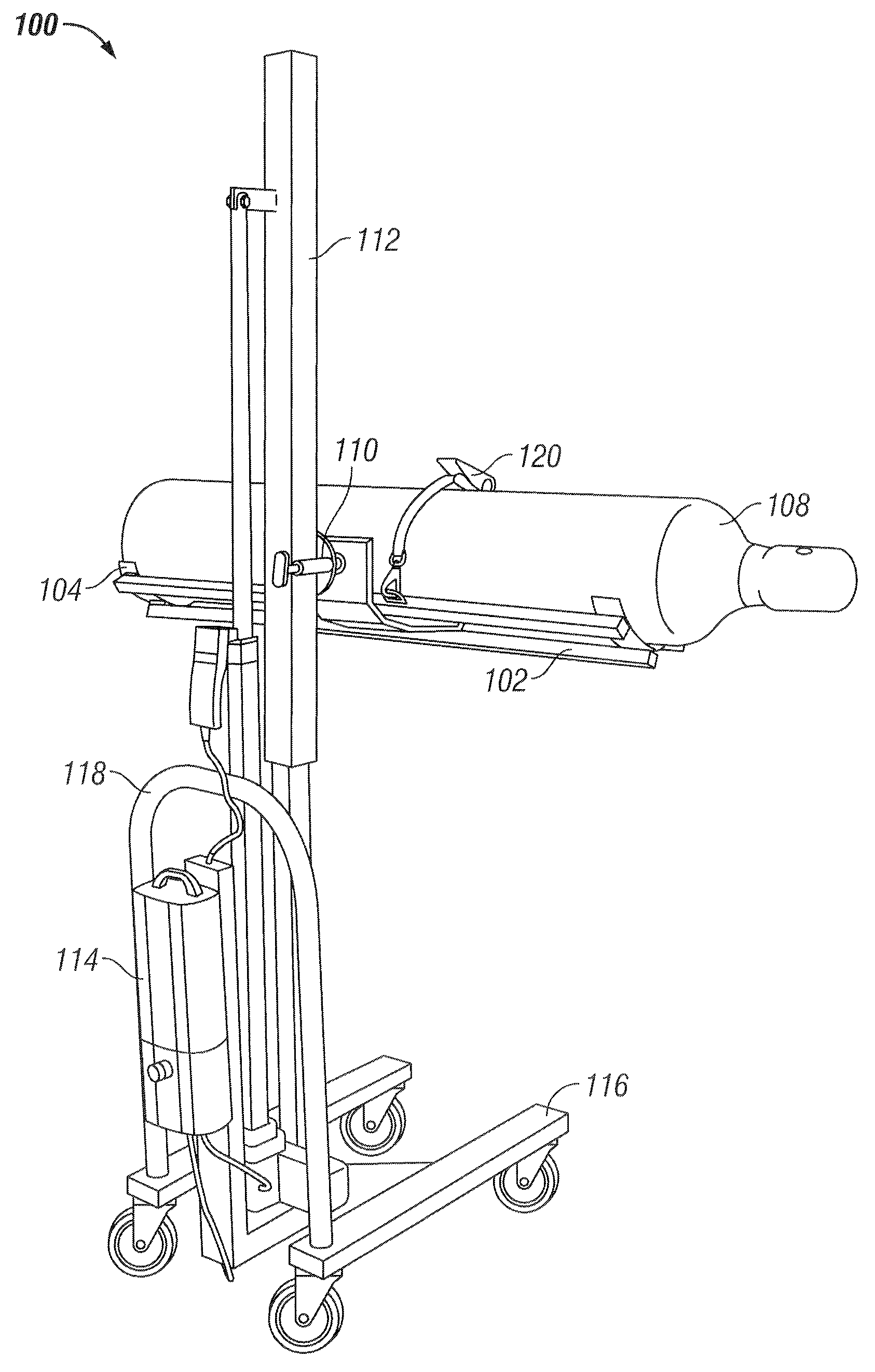 Compact System for Lifting and Moving a Pressurized Tank