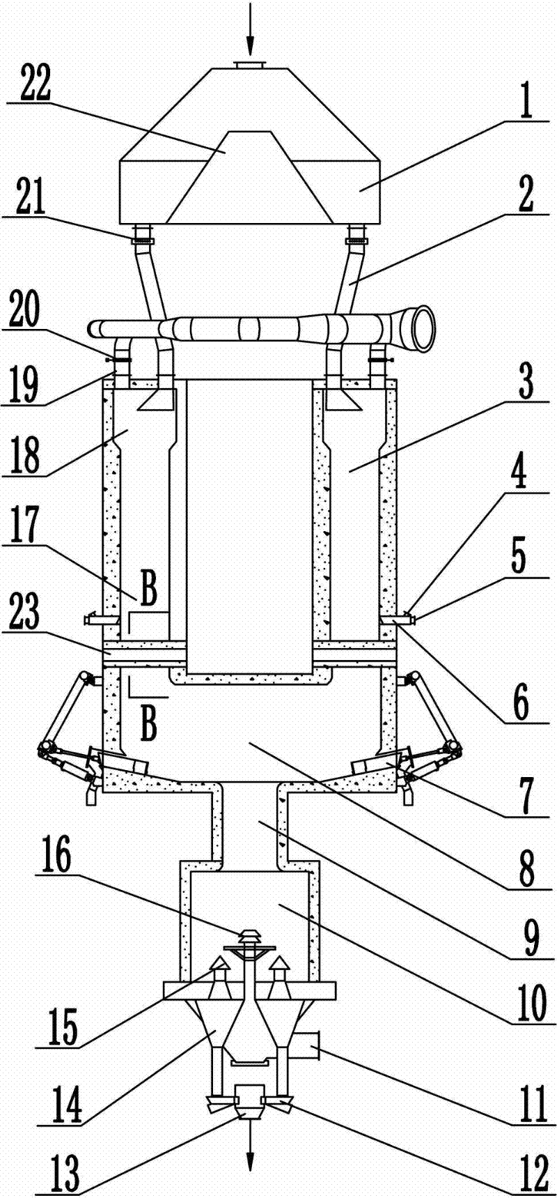 Calcinating shaft kiln comprehensively utilizing heat energy unit temperature field