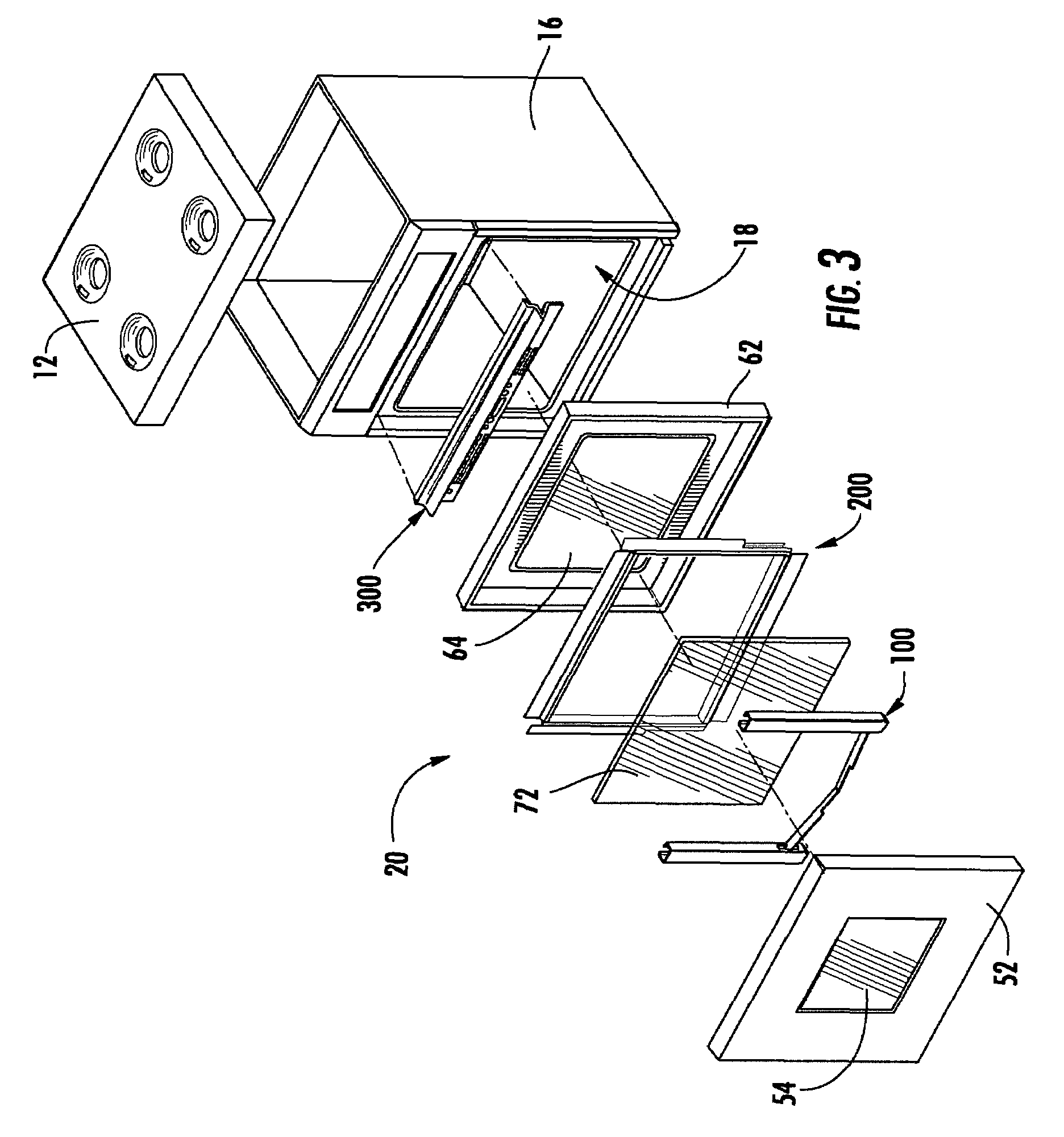 Double oven combination with an integrated cooling air and exhaust air flow arrangement