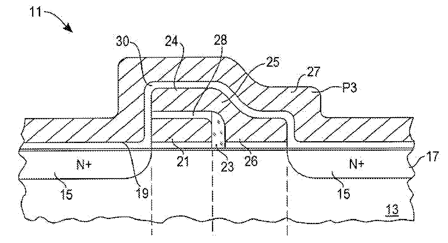 Eeprom memory array having 5f2 cells