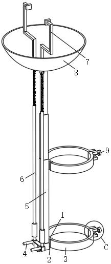 A bird's nest removal device on a power supply line