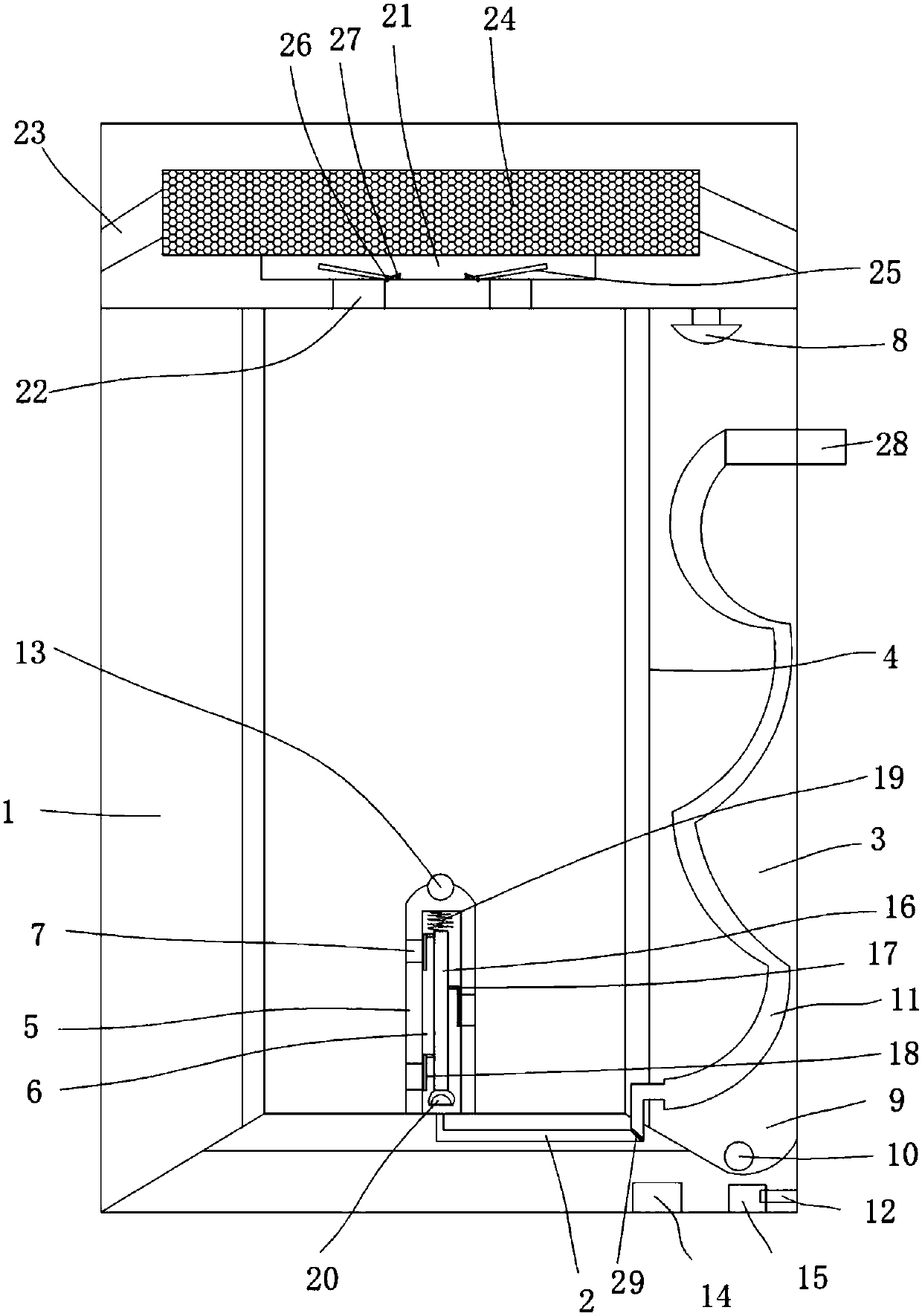 Material storing device having cooling and heat dissipation structure and working method thereof