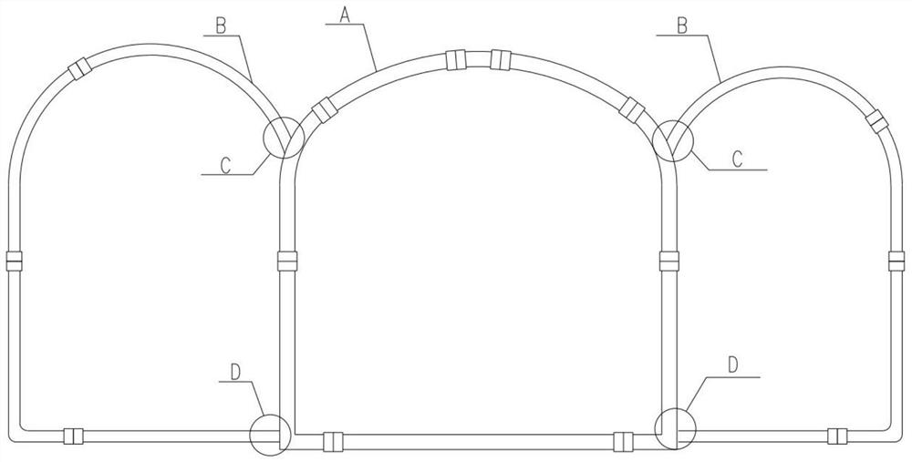 Steel bar grating connecting structure for multi-arch underground excavation pipe gallery primary support structure and construction method