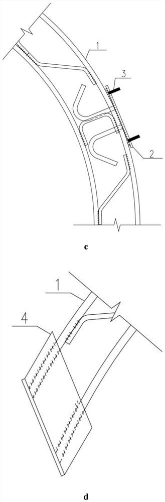 Steel bar grating connecting structure for multi-arch underground excavation pipe gallery primary support structure and construction method