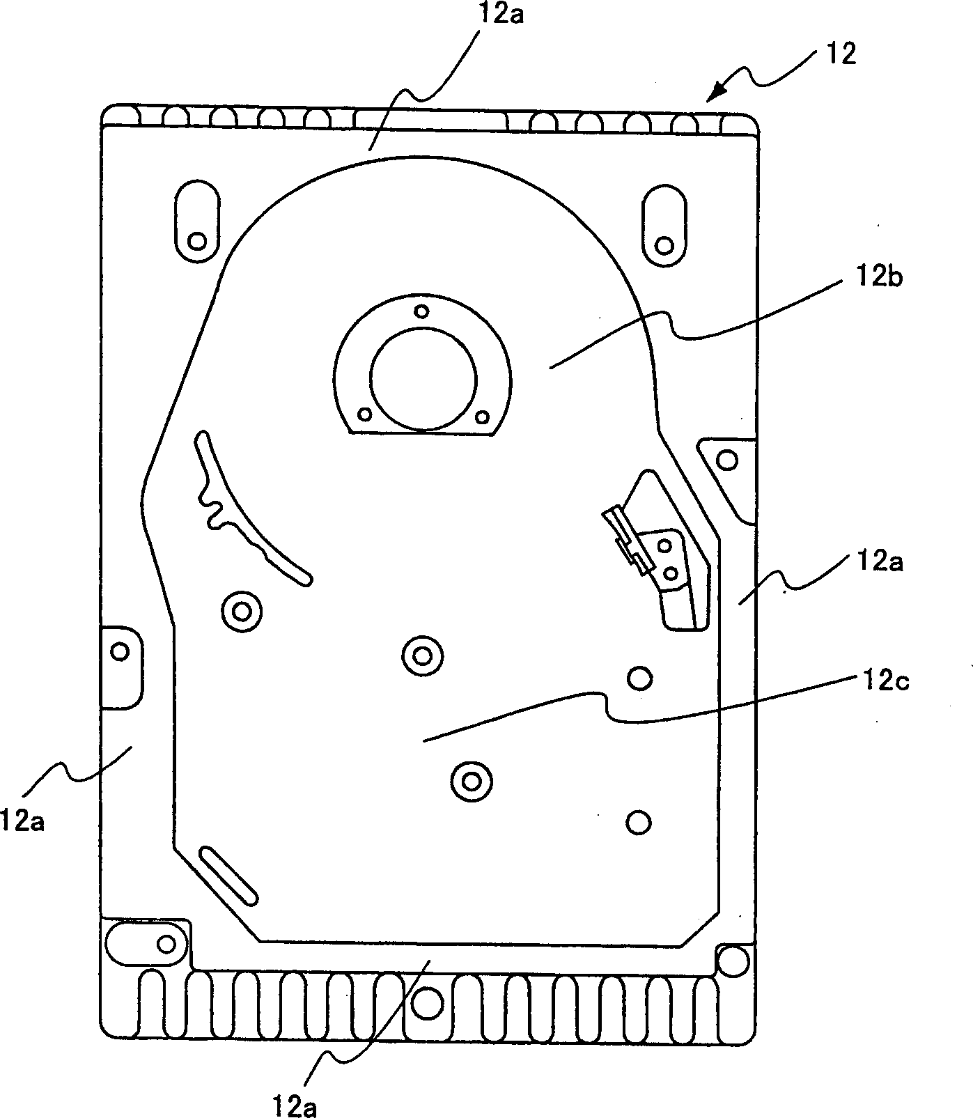 Disc drive, rigid disc drive and casing for rigid disc drive