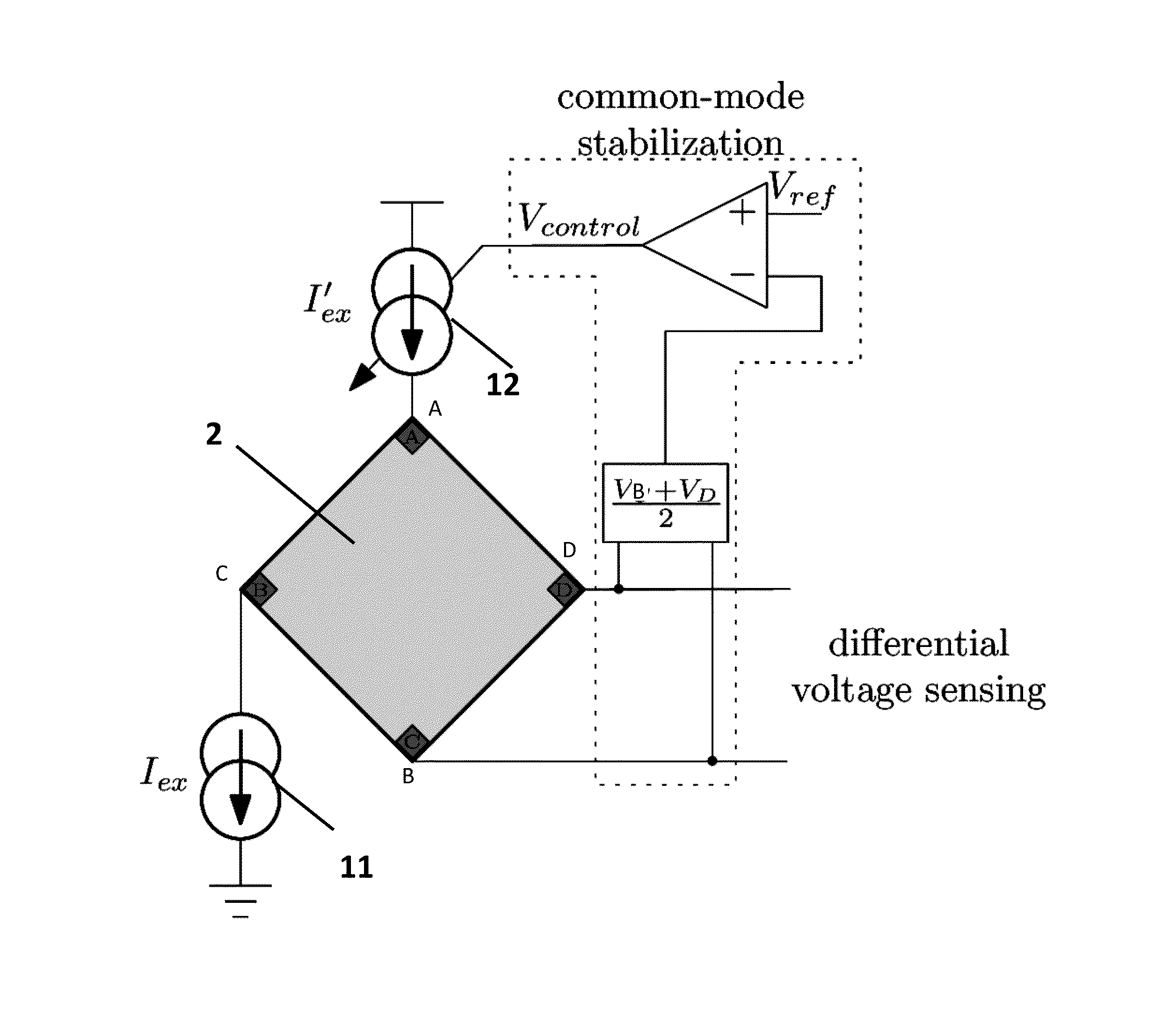 Circuit and method for biasing a plate-shaped sensor element of semiconductor material