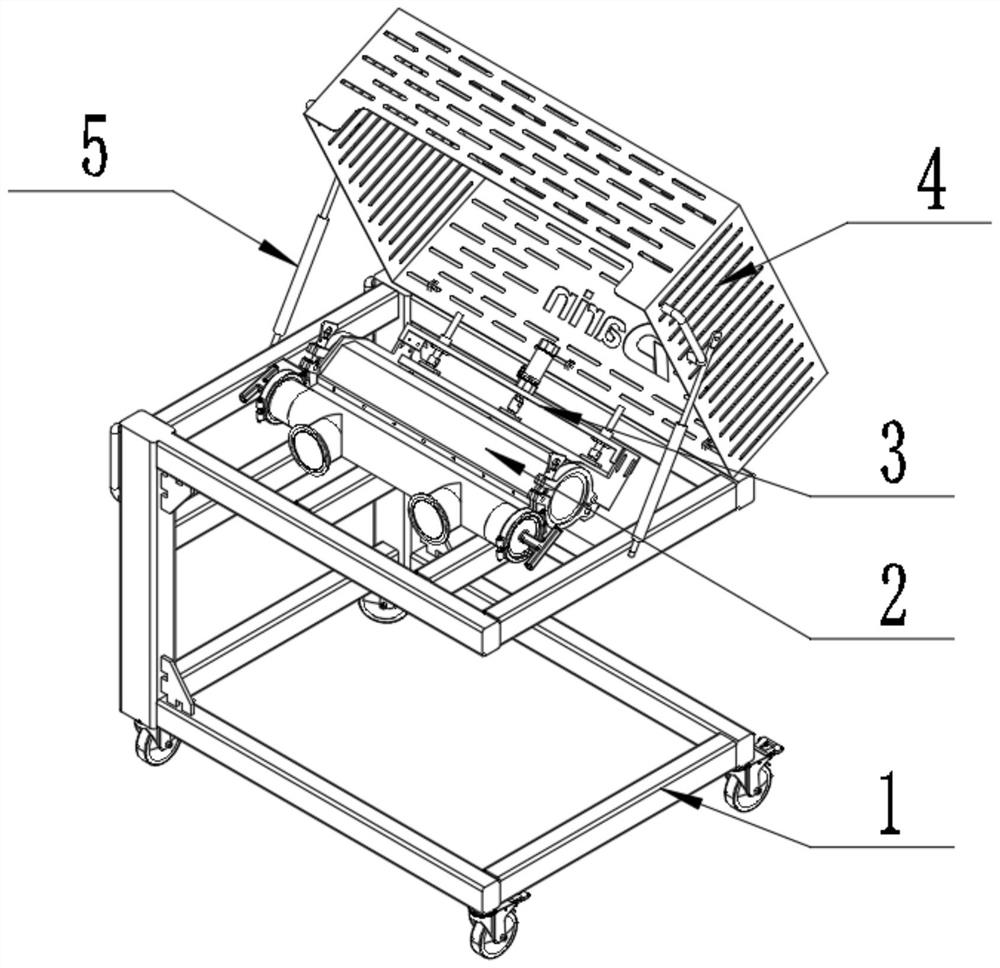 Material distributing device for meat strip extruder