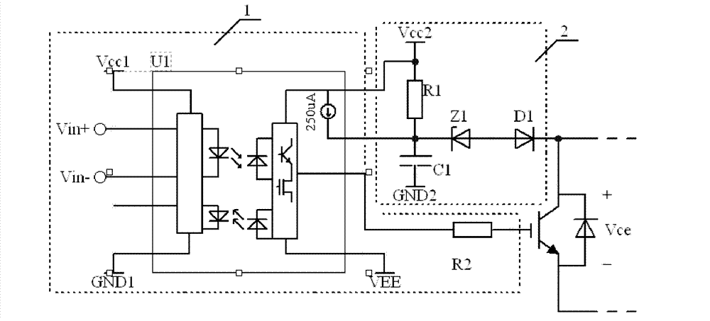 IGBT (Insulated Gate Bipolar Translator) short circuit protection detection circuit based on driving chip