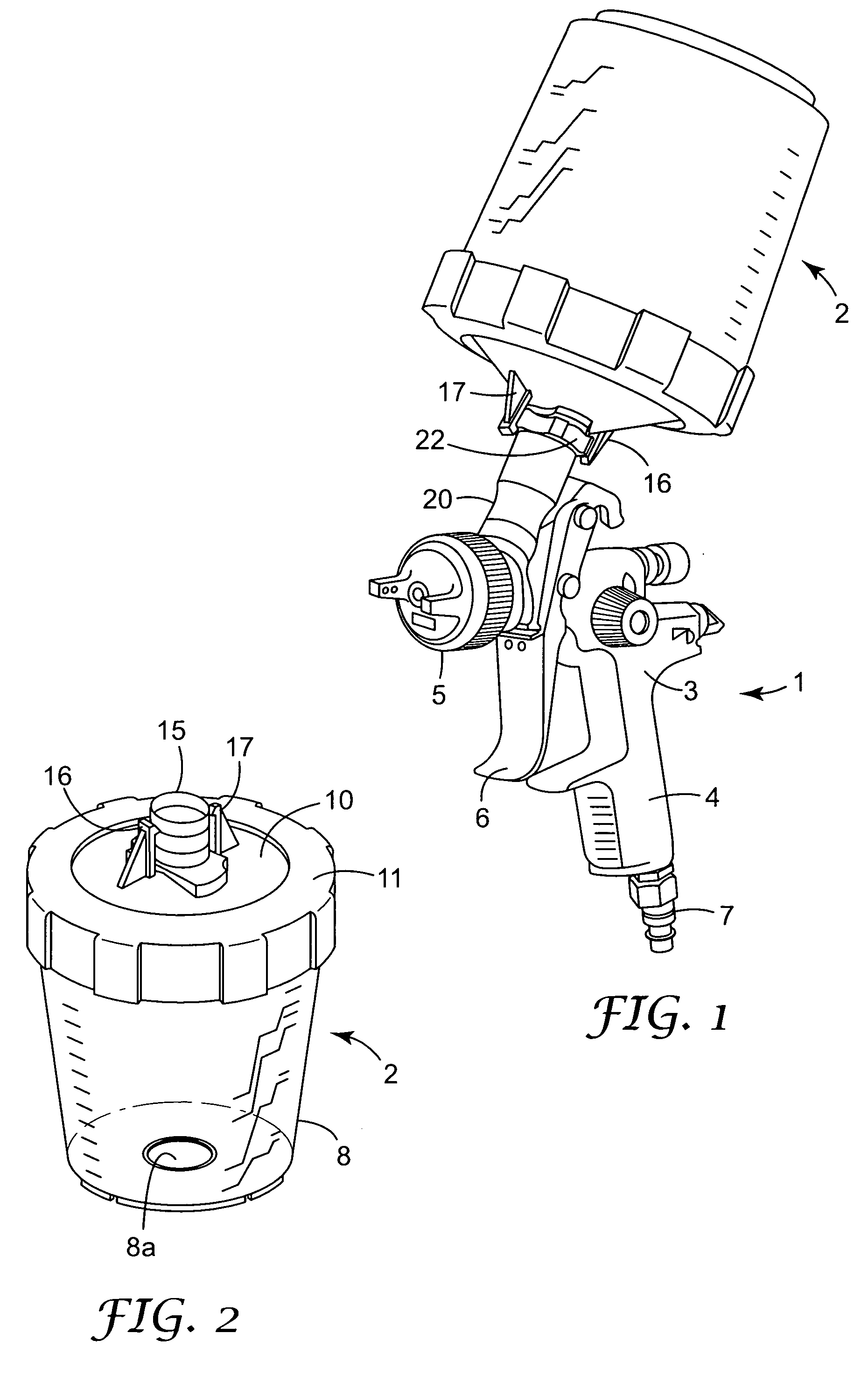 Spraygun with built-in quick-fit connector