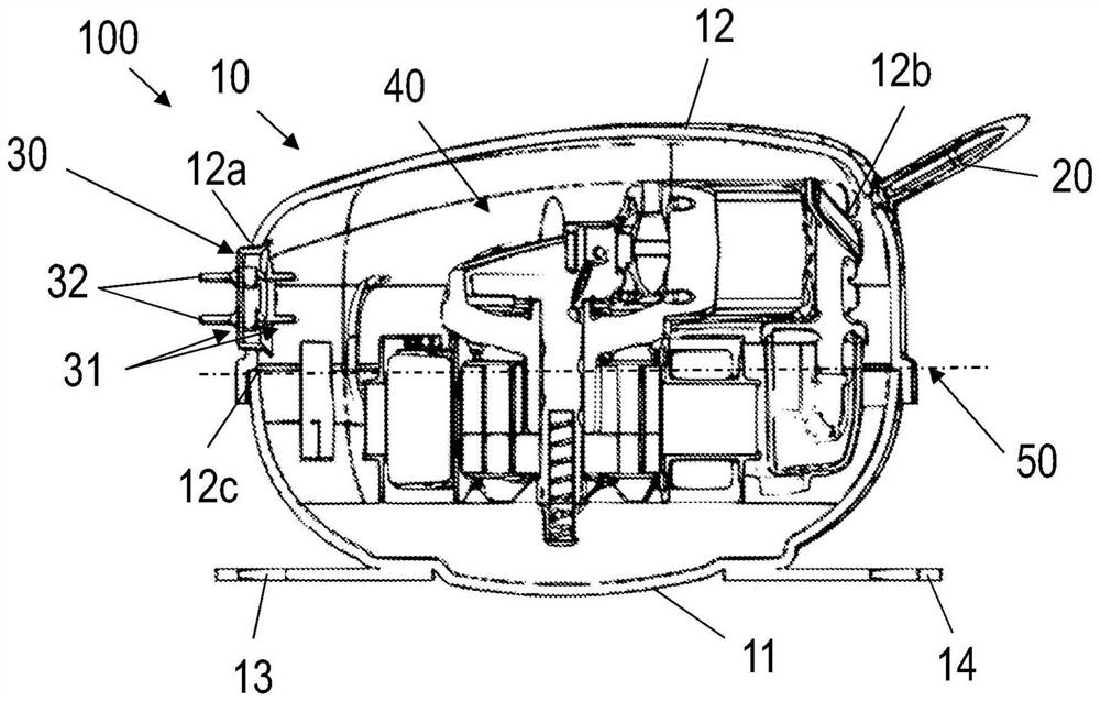 Hermetically encapsulated refrigerant compressor