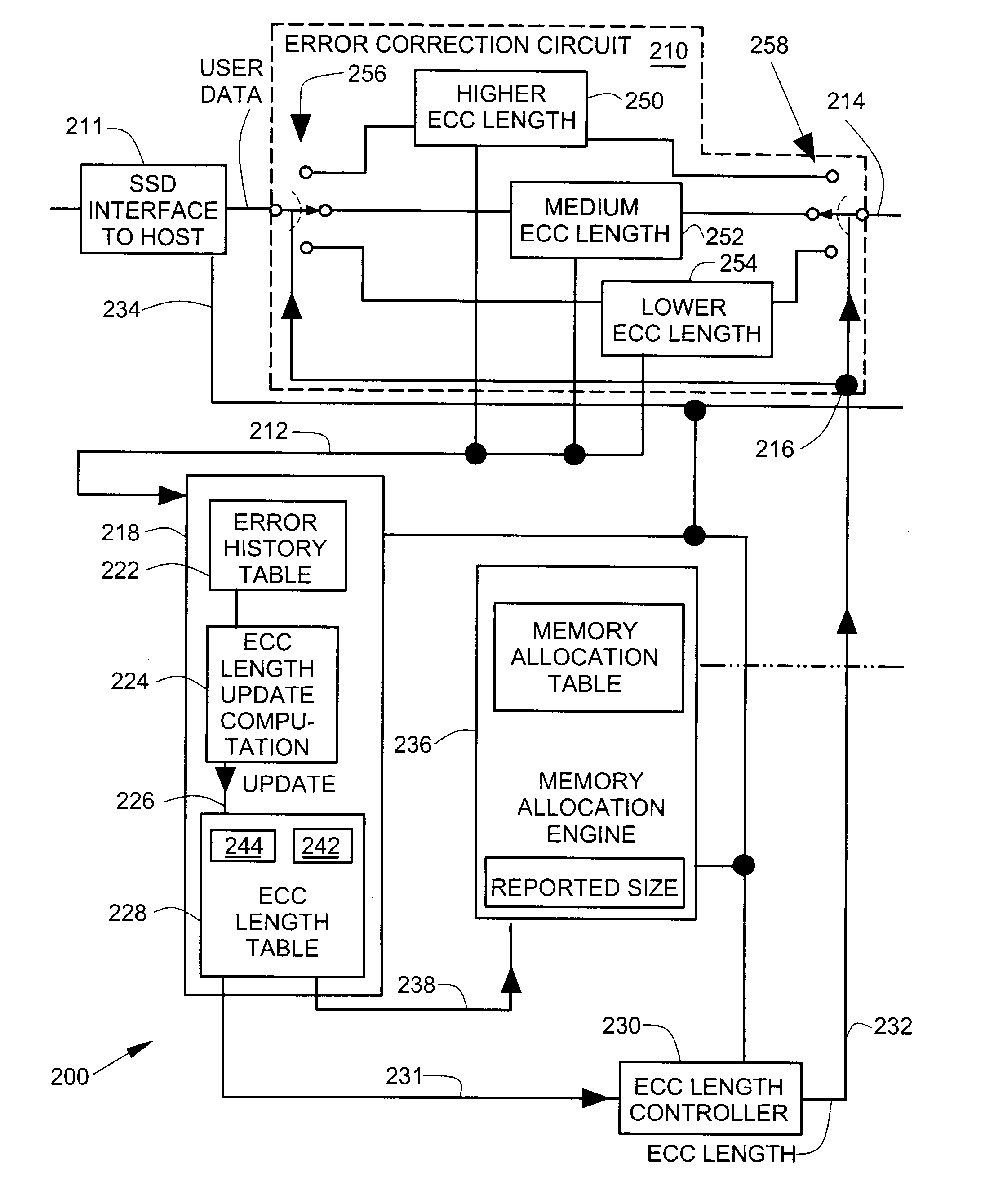 Adjustable error correction code length in an electrical storage device