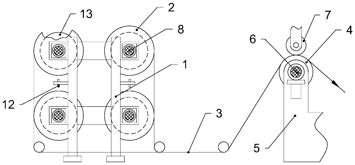 Constant-drafting degree unwinding method and device of passive unwinding type warp beams