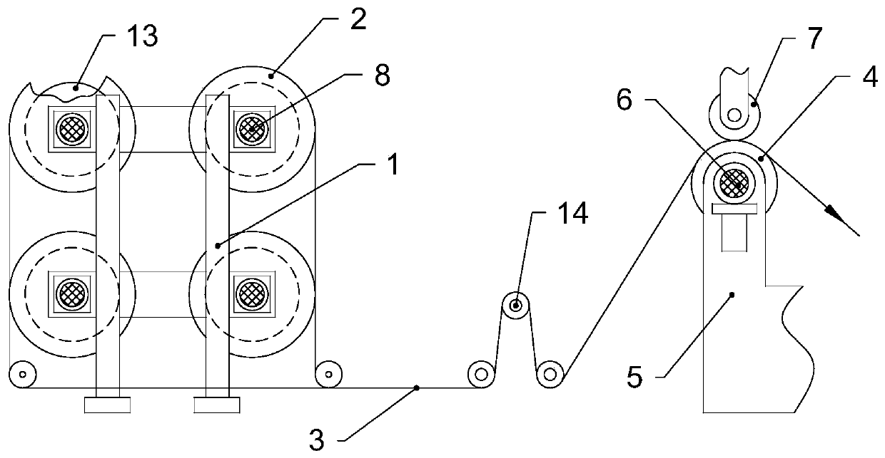 Constant-drafting degree unwinding method and device of passive unwinding type warp beams