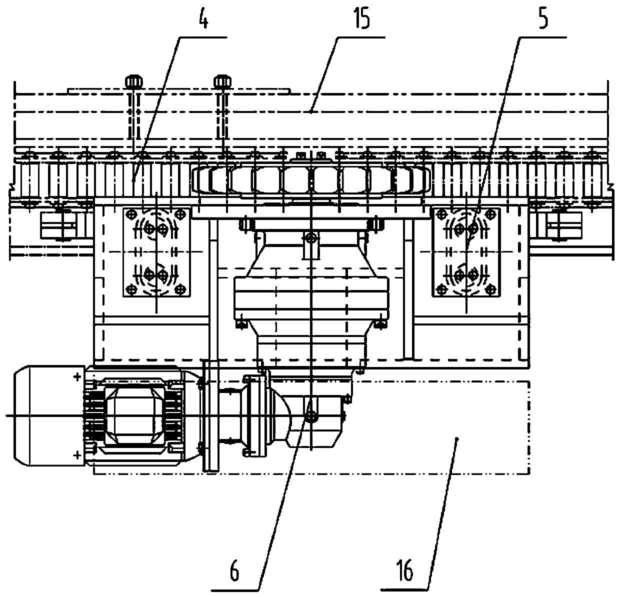 Driving mechanism of longitudinal lateral moving type movable bridge