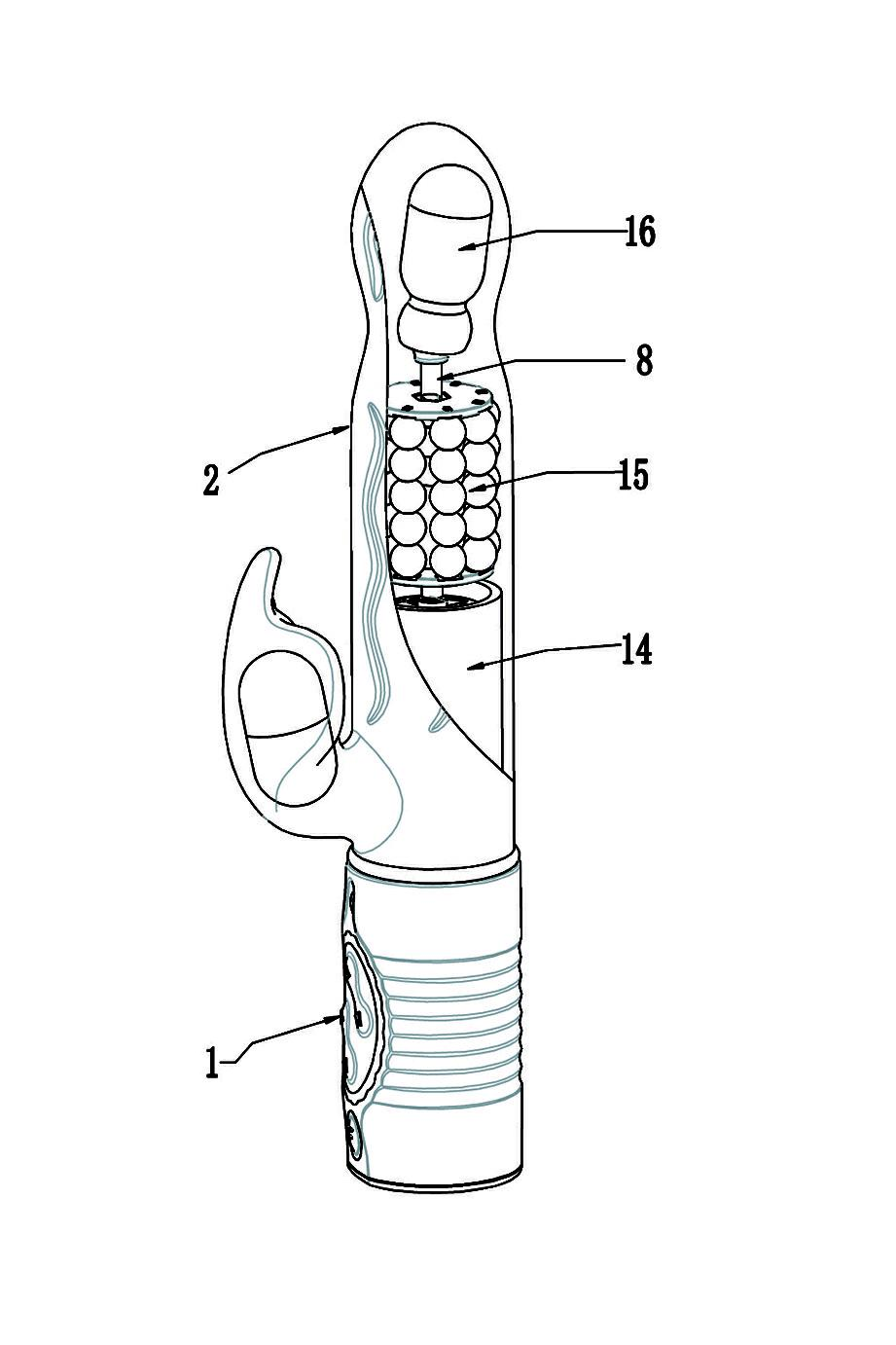 Rotary ball massage rod with vibration function at head